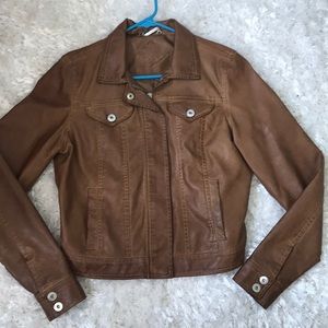 Brown Faux Leather Jacket